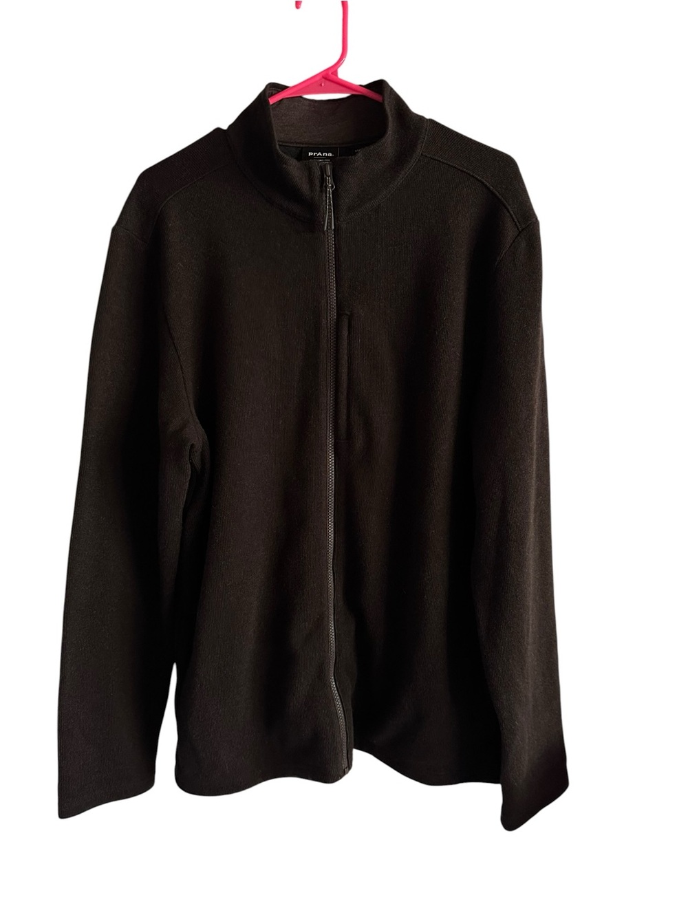 PrAna Black Wool Blend Full Zip Jacket Sweater Men’s Large Standard Fit